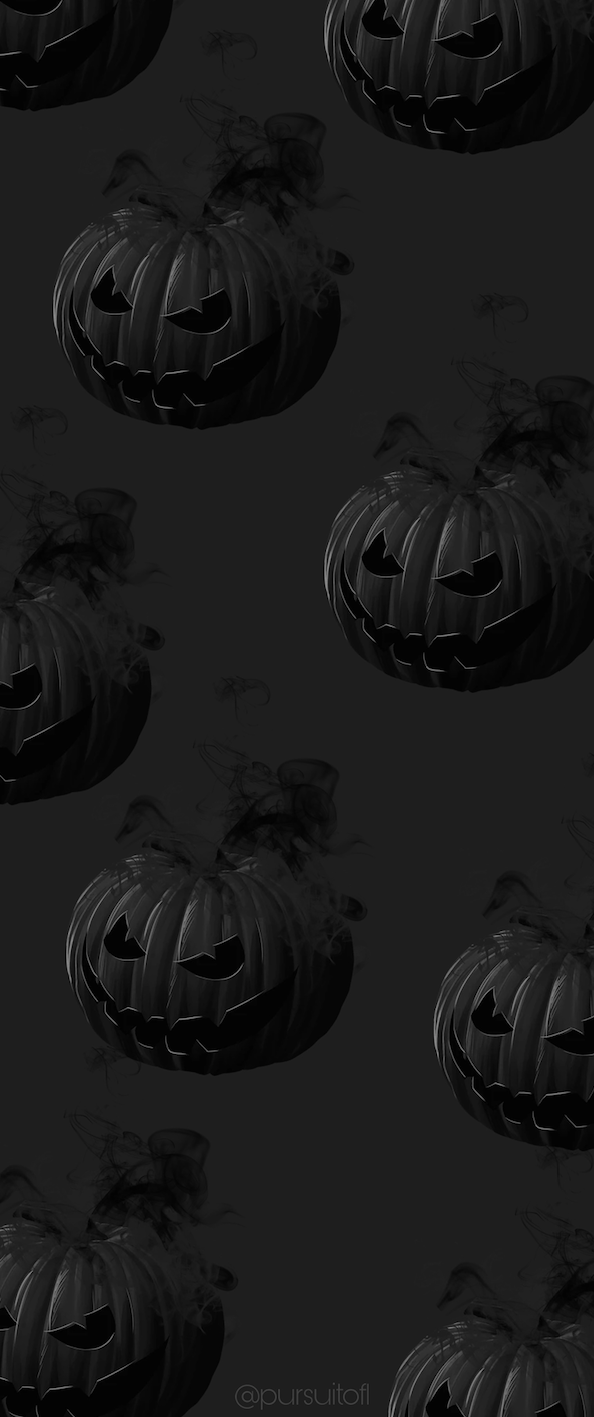 Black Spooky Halloween Pumpkins Phone Wallpaper