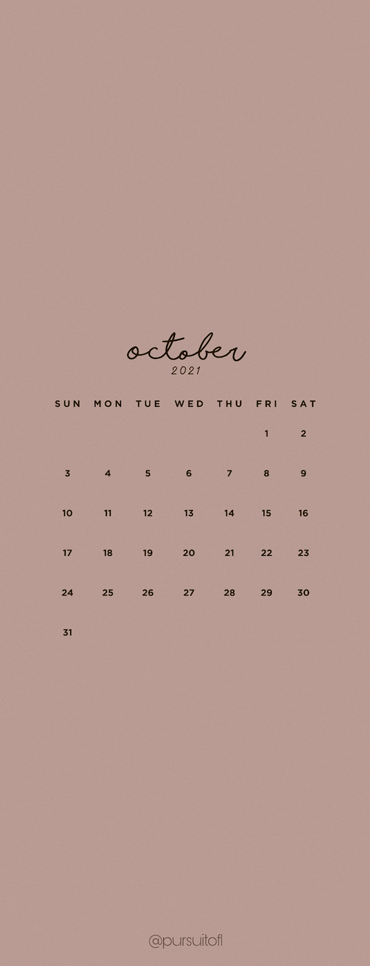 October 2021 Calendar Phone Wallpaper