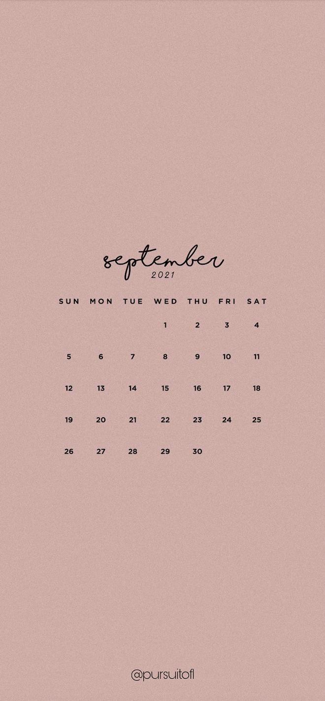 September 2021 calendar phone wallpaper