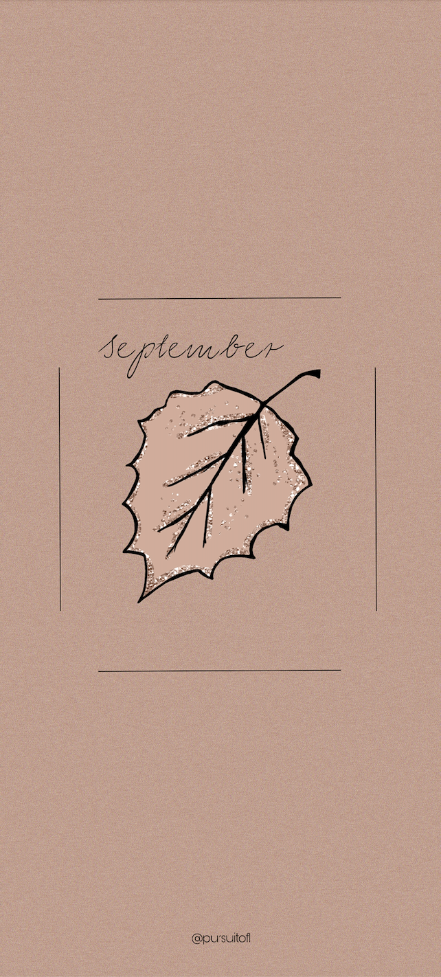 September phone wallpaper with leaf that has glitter accents
