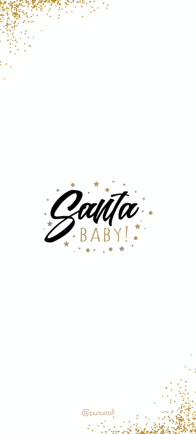 Phone Wallpaper with Gold Glitter and Santa Baby Text