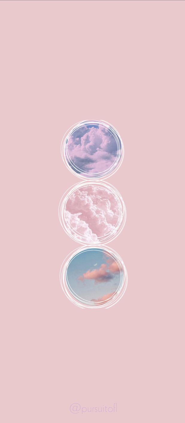 Pink Phone Wallpaper with Circles filled with Clouds and Sky