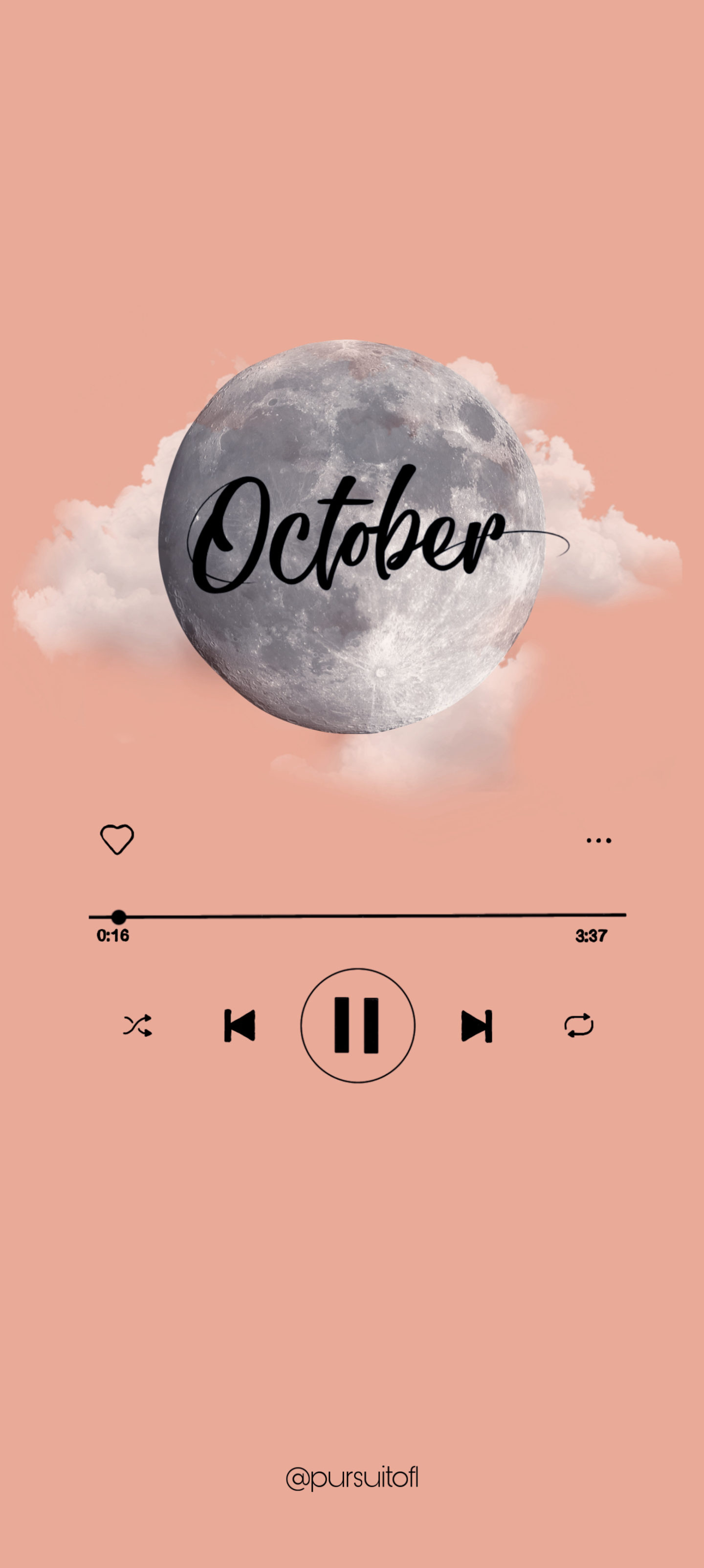 October Playlist Phone Wallpaper with Moon and Clouds