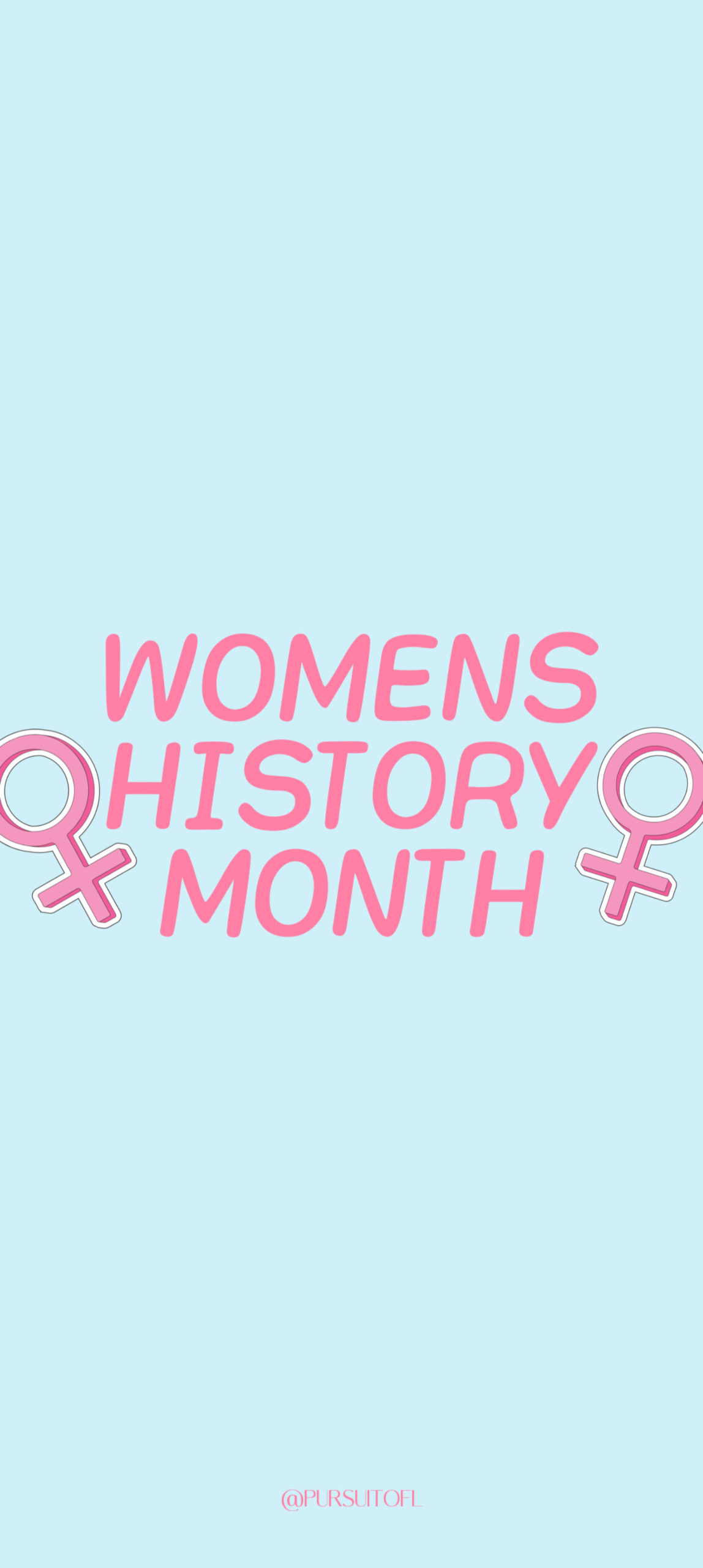 Blue phone wallpaper with women history month text