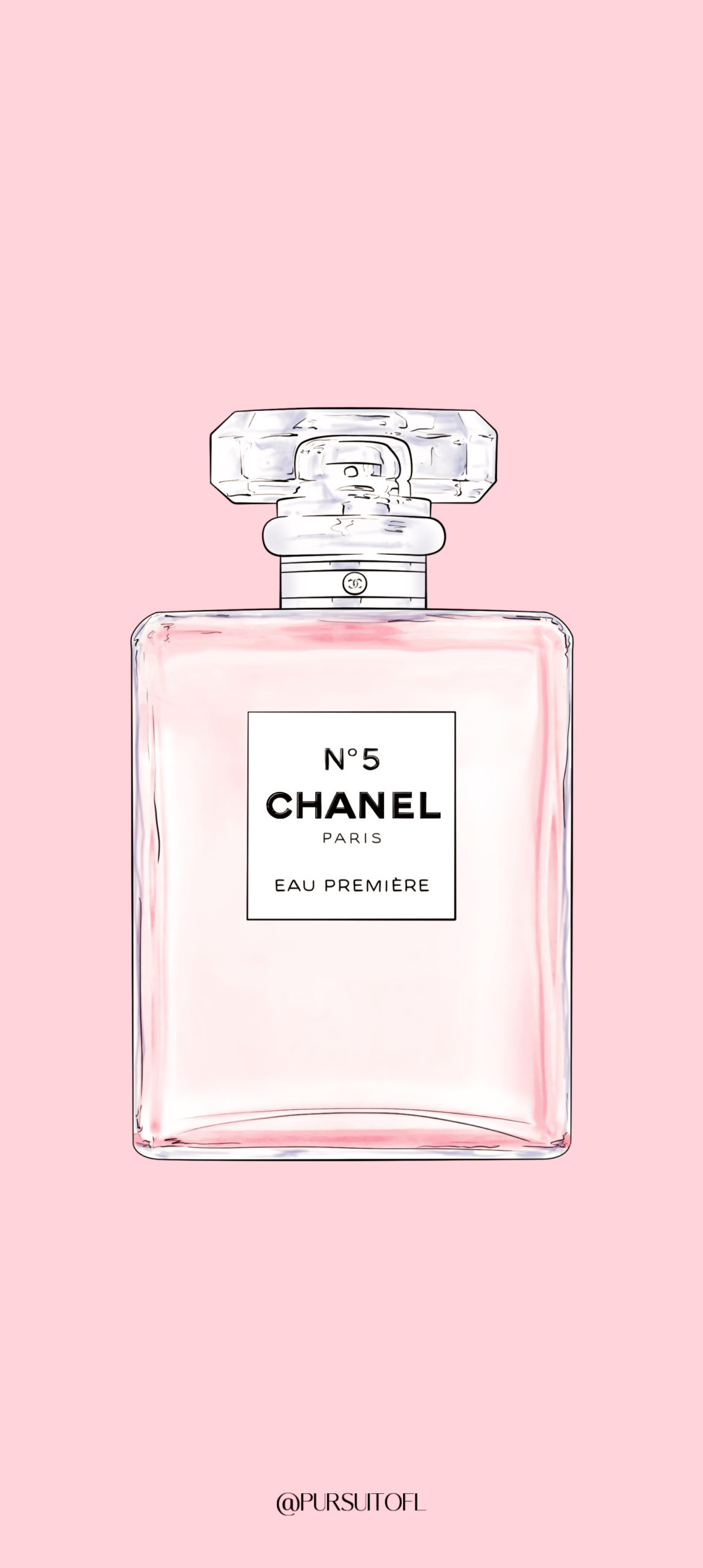 Pink phone wallpaper with No5 Chanel Paris Eau Première Perfume