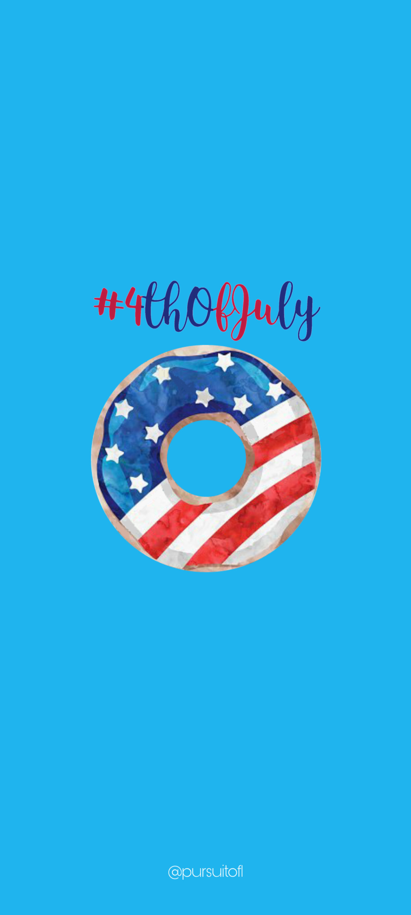Blue 4th of July phone wallpaper with American Flag donut