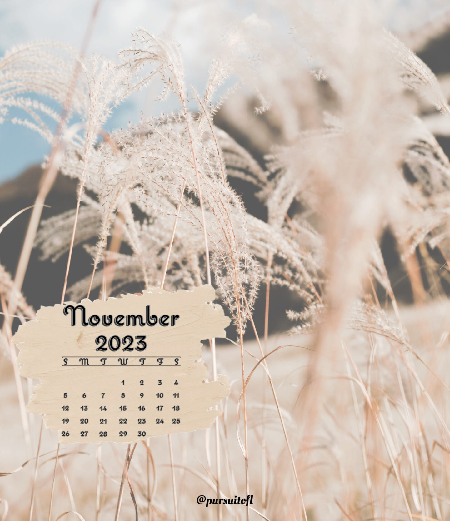 Fall Nature Tablet Wallpaper with November 2023 Calendar 