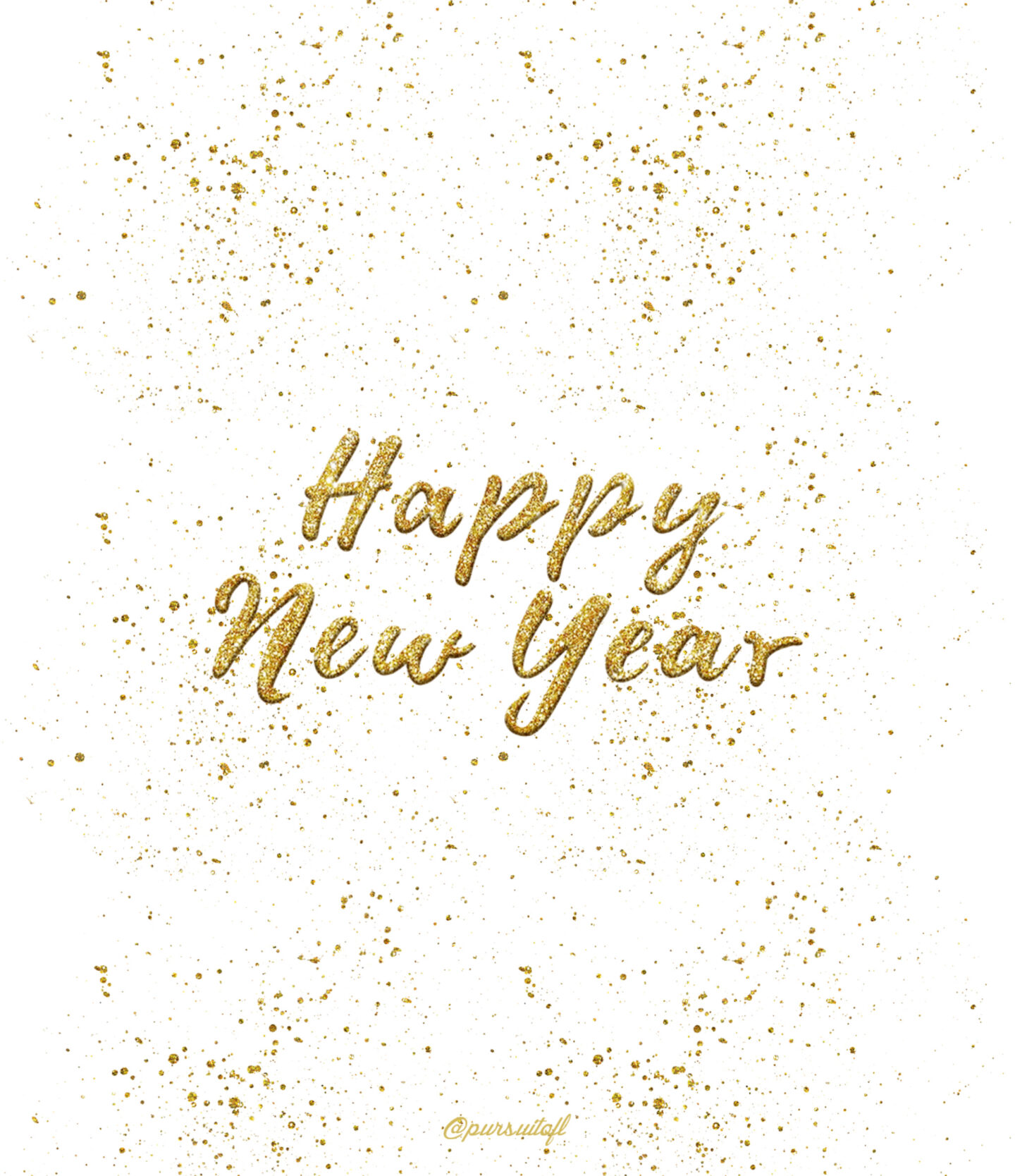 White Tablet Wallpaper with Gold Happy New Year Text and Gold Glitter
