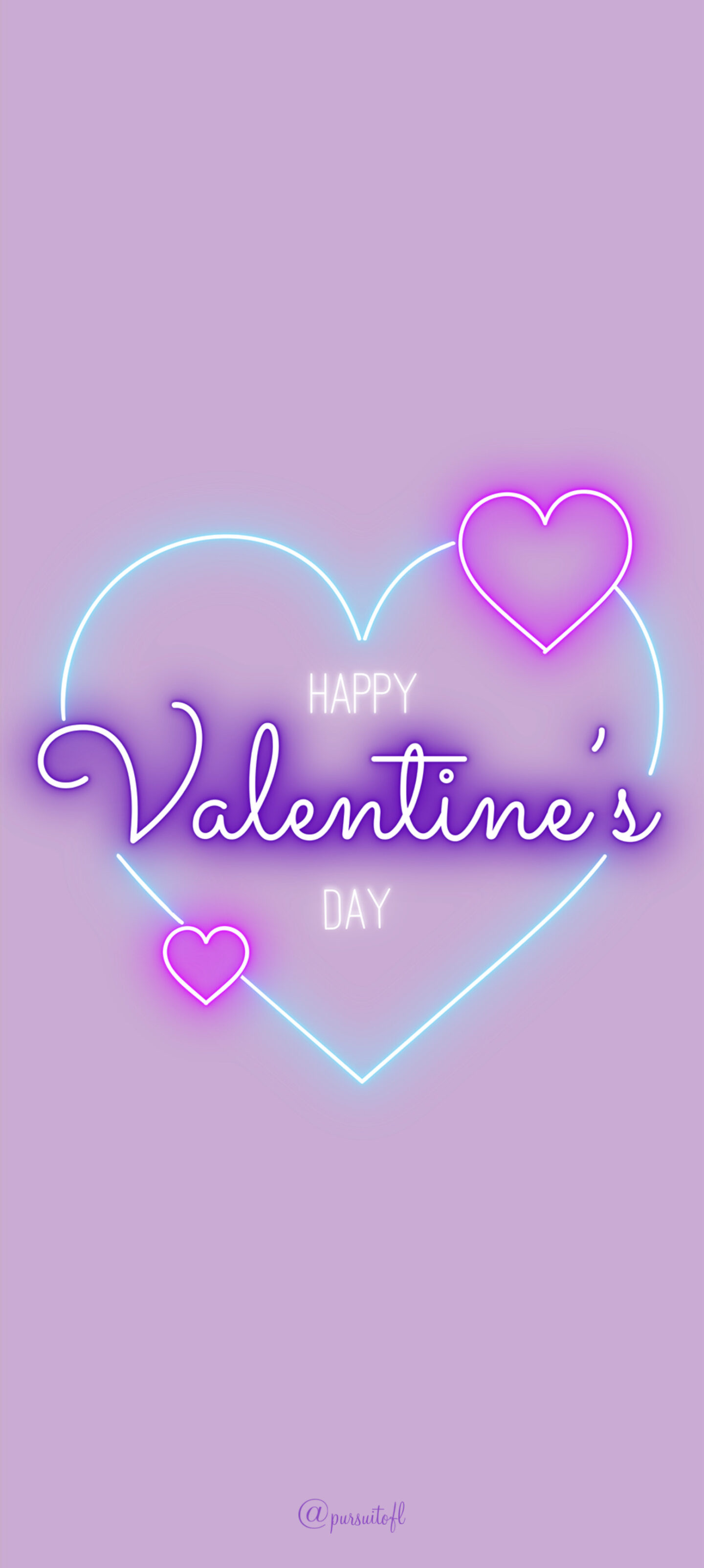 Purple Phone Wallpaper with Happy Valentine's Day text and hearts; Valentine's Day Wallpaper