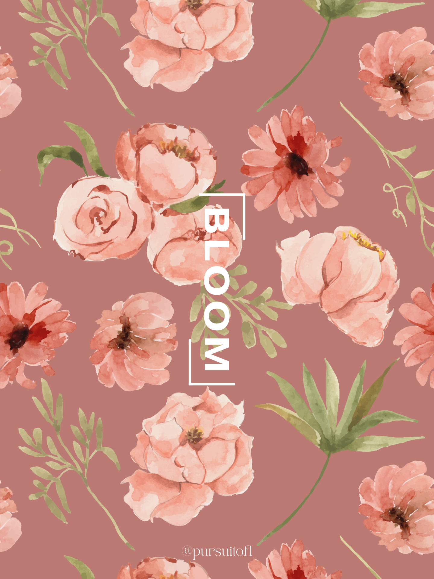 Spring floral mauve tablet wallpaper with white bloom text