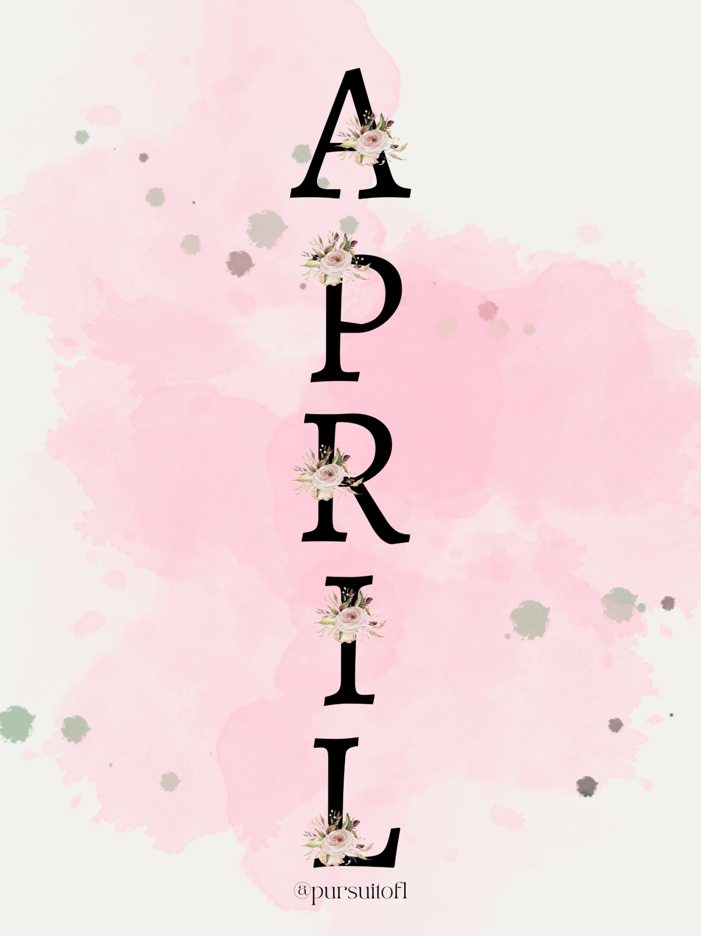 White and pink tablet wallpaper with floral April text