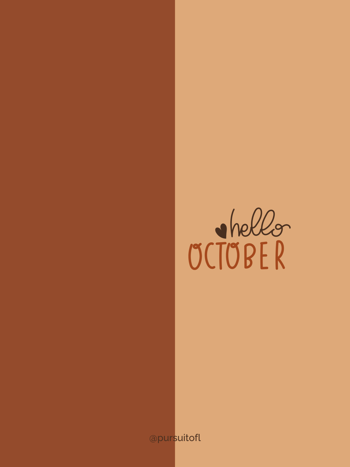 Simple and warm tablet wallpaper design that says 'Hello October' in a stylish font, with a soft brown and tan colors.