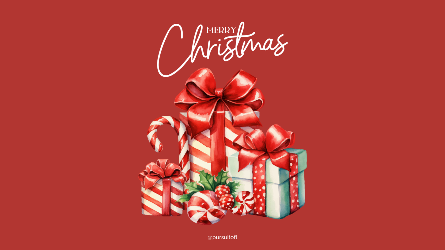 Festive red gift boxes and candy canes with ribbons, perfect for adding holiday cheer to your desktop.