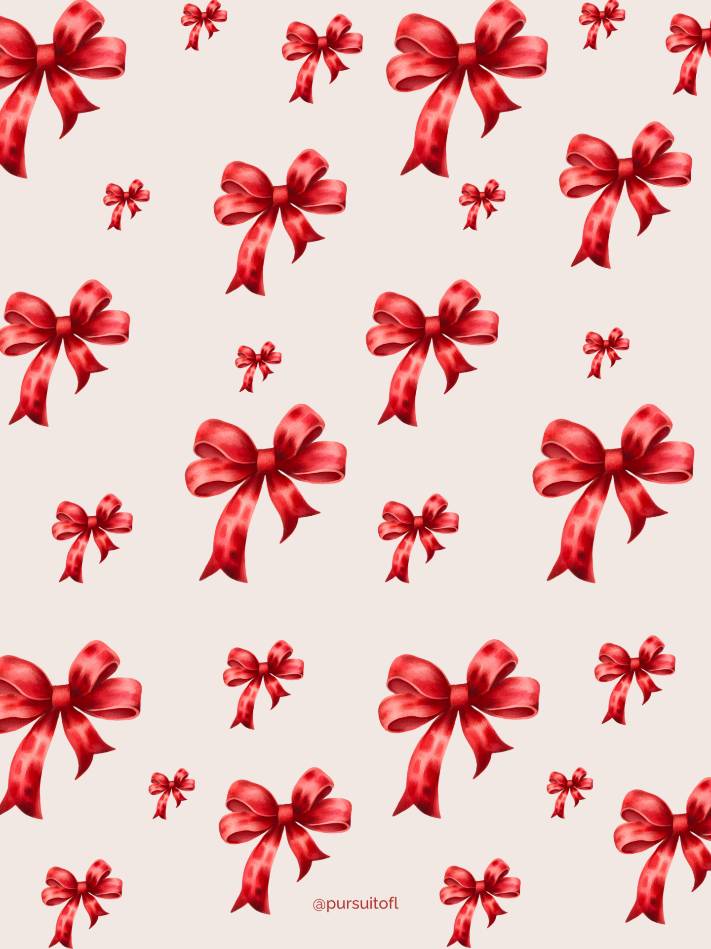Elegant red bow pattern on a light background, creating a festive and chic holiday-themed tablet wallpaper.