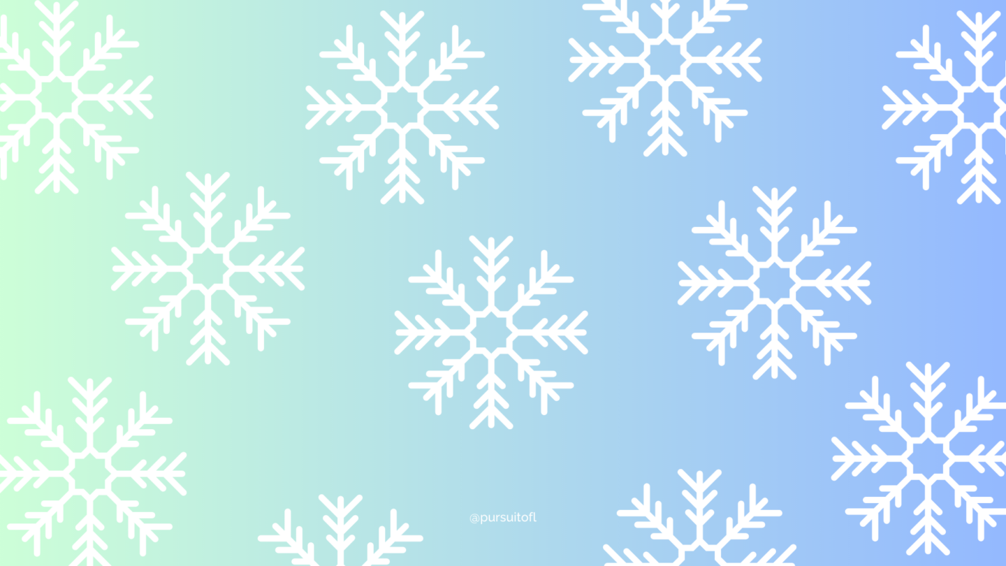 Soft gradient desktop wallpaper with white snowflakes, evoking winter serenity and holiday vibes.