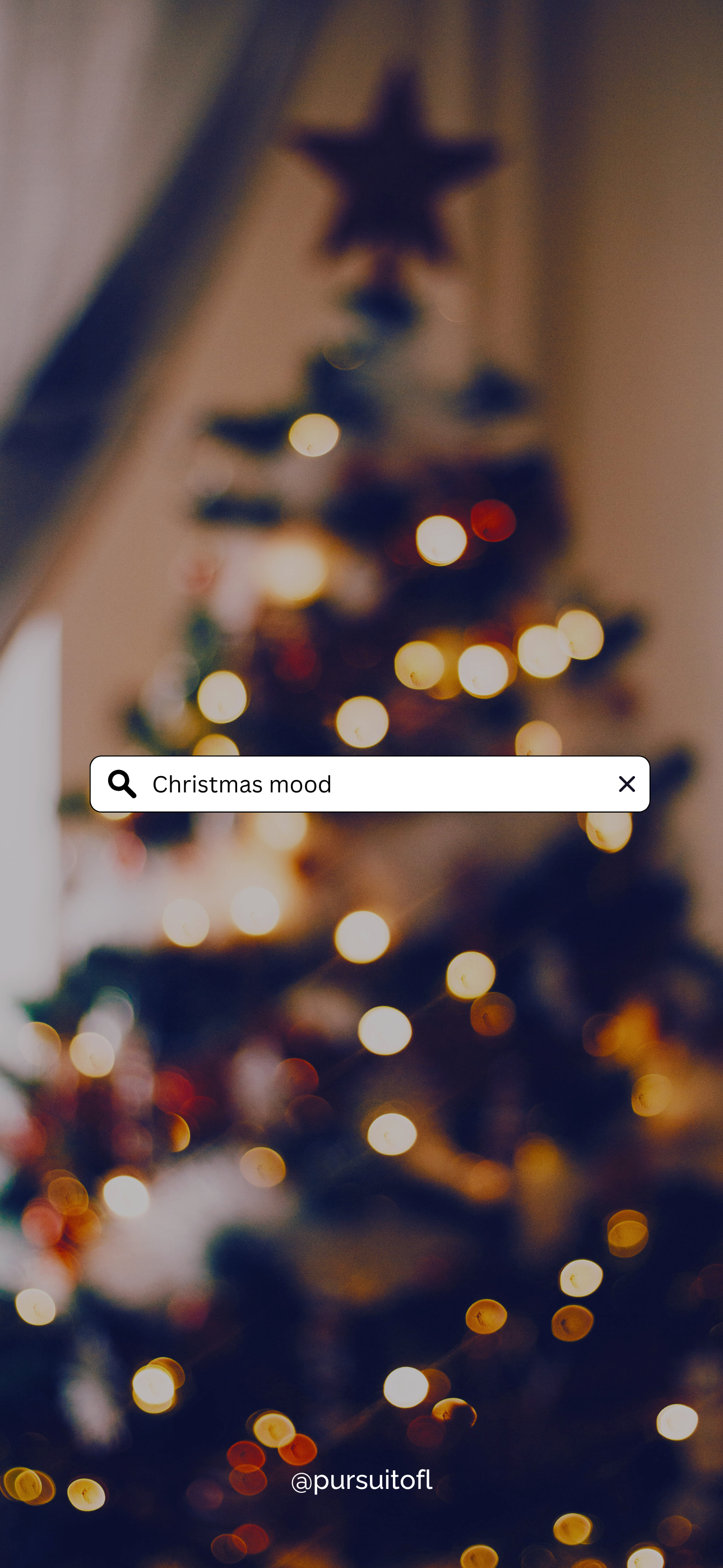Warm and cozy bokeh phone wallpaper with Christmas lights with a search bar reading 'Christmas mood,' perfect for festive inspiration.
