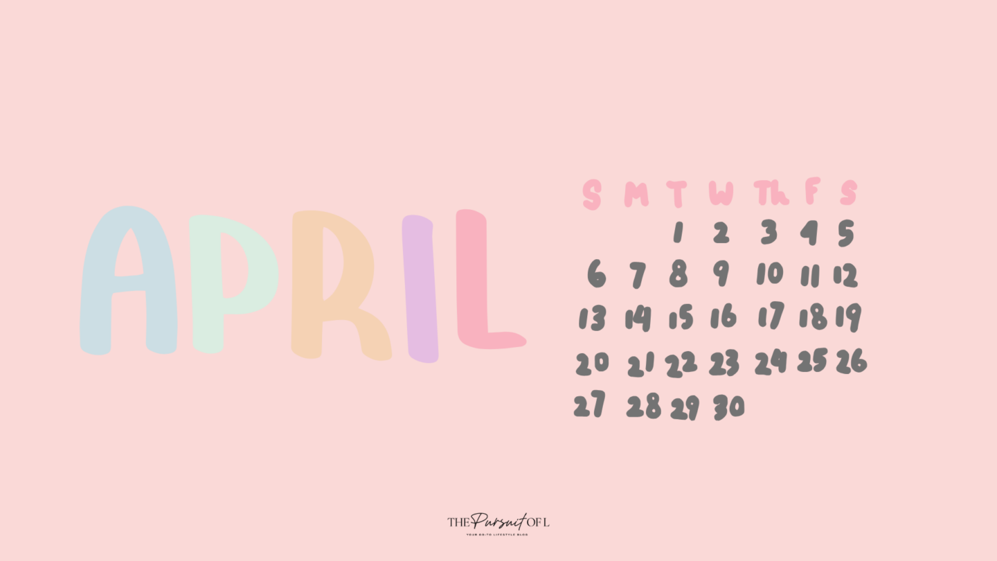 Pastel April 2025 digital calendar desktop wallpaper for phones, tablets, and desktops with minimalist pink background and cute spring design — perfect for seasonal organization and planning.