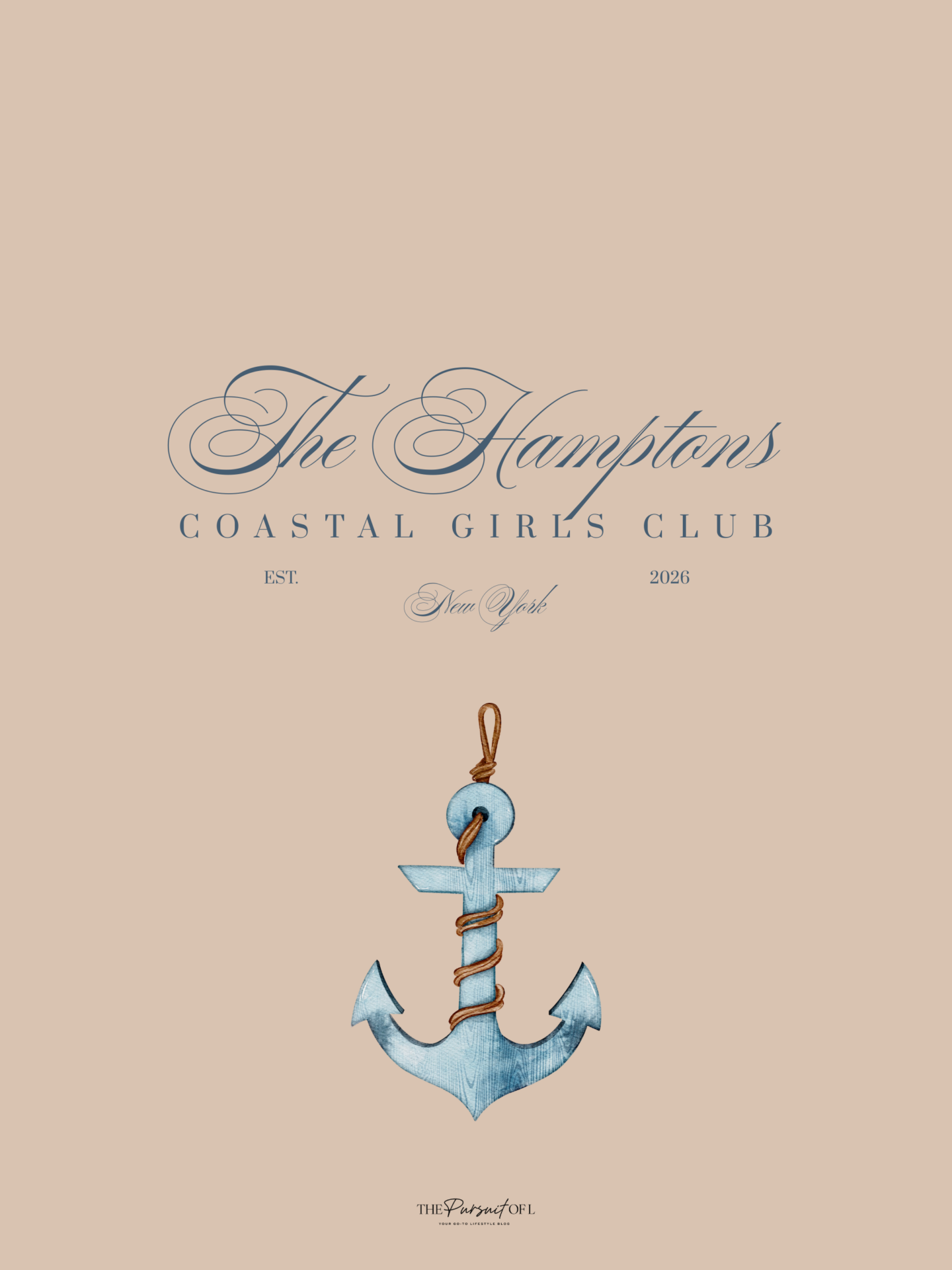 Hamptons Coastal Club anchor wallpaper with warm sand background and watercolor anchor illustration, neutral coastal wallpaper for tablet